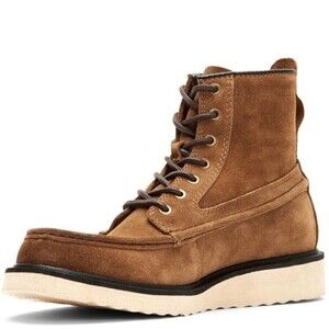 NWT Frye and Co Montana Waxed Suede Moc Toe Wedge Boots 9.5 M Tan Brown